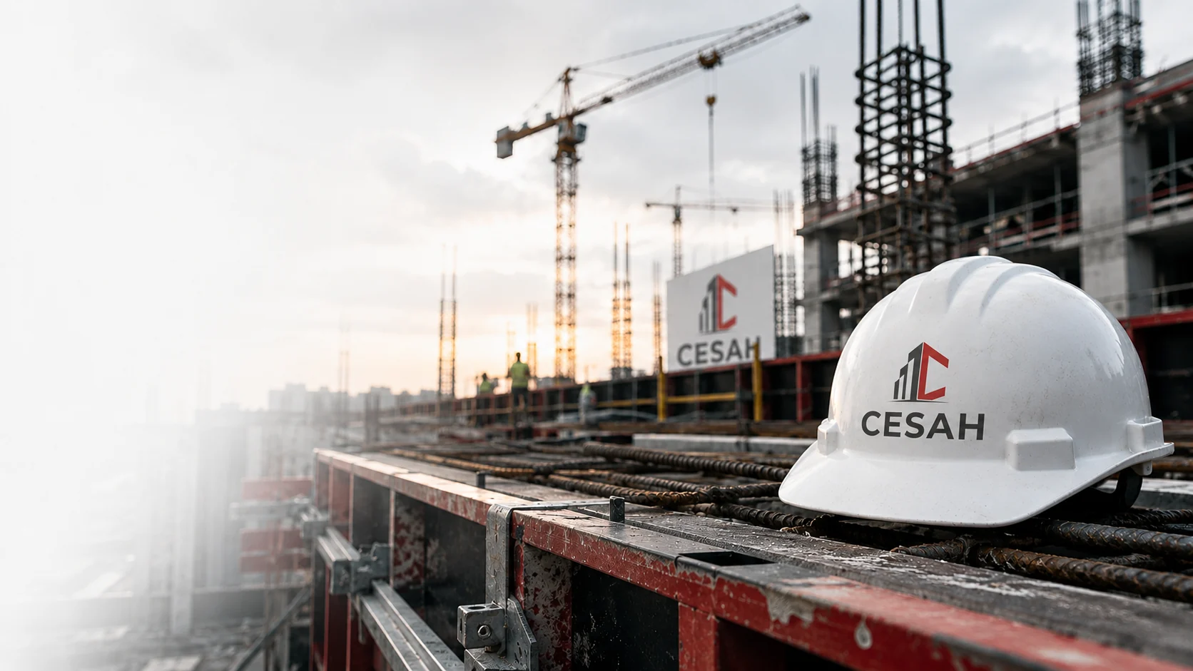 Cesah Bau Baustellenszene mit Schutzhelm
